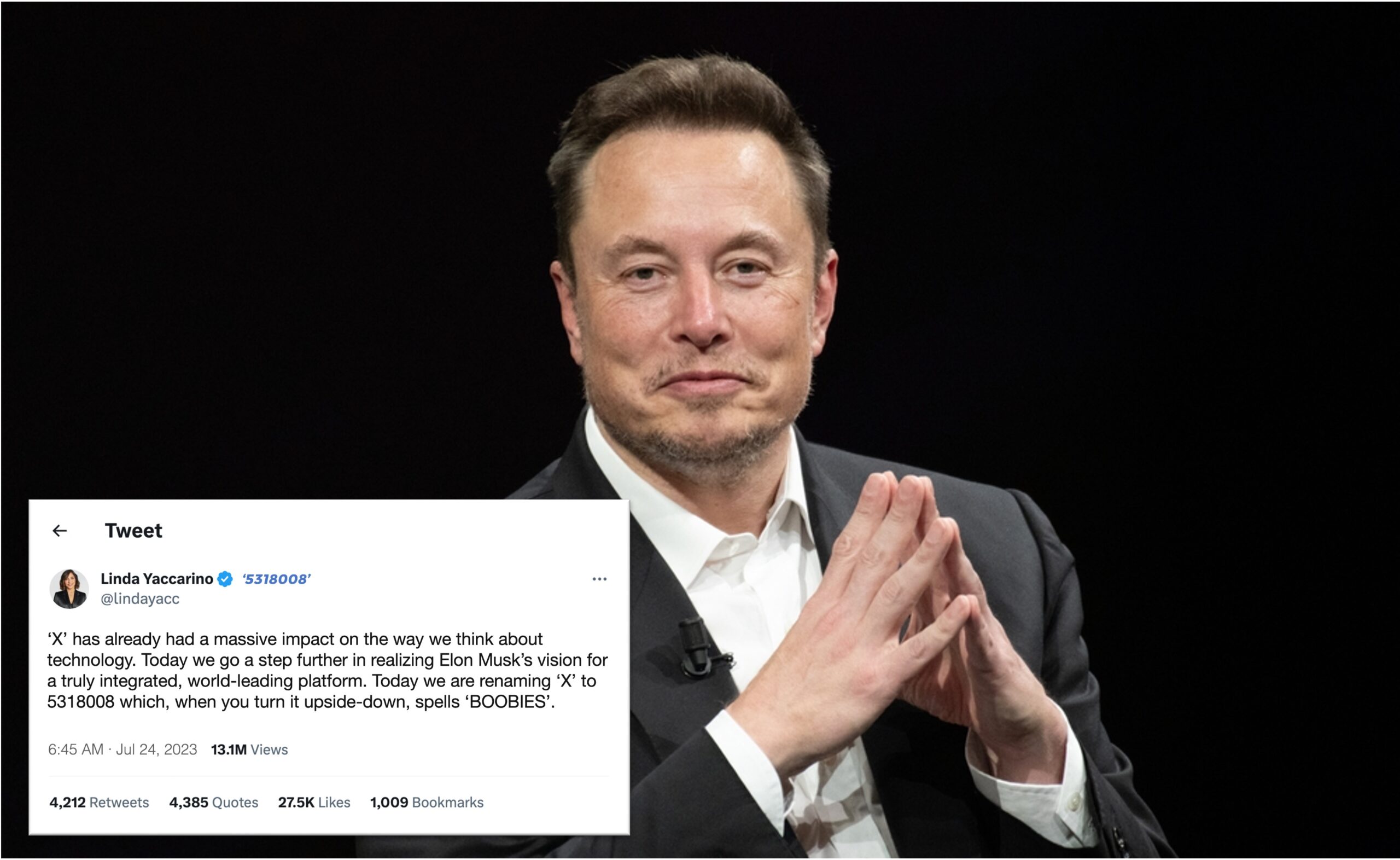Musk Renames Twitter '5318008', Which Spells 'Boobies' When You